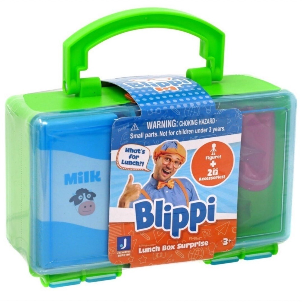 Blippi Lunch Box with 1 Surprise Figure & 2 Accessories (Green) By Jazwares 3+